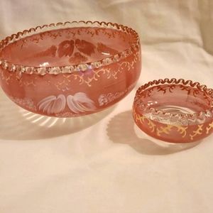 Vintage Art Deco Fruit or Salad Bowl with 5 smaller bowls Handpaited